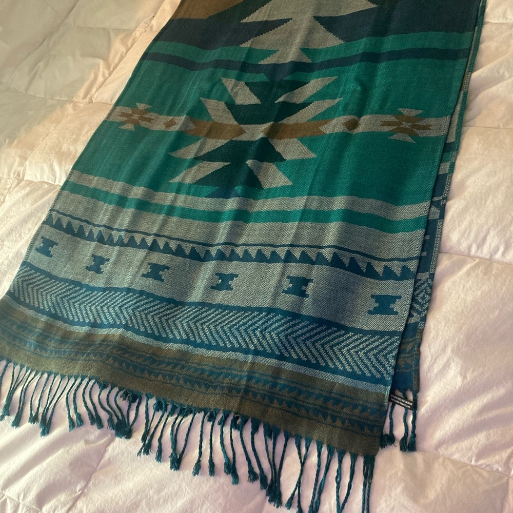 Indigenous—Musqueam Coast Salish Jacquard Shawl—Visions Of Our Ancestors